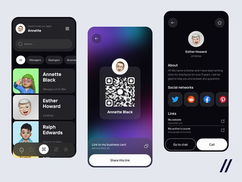 Card Design Ui, Business Card App, Vpn App, Card Ui, Member Card, Directory Design, Motivation App, Digital Business Card, App Interface