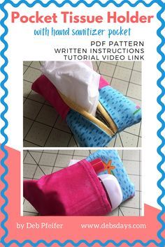 Kleenex Holder, Pocket Tissue Holder, Gift Tutorial, Pocket Tutorial, Pocket Tissue, Sanitizer Holder, Travel Sewing, Tissue Cover, Tissue Case