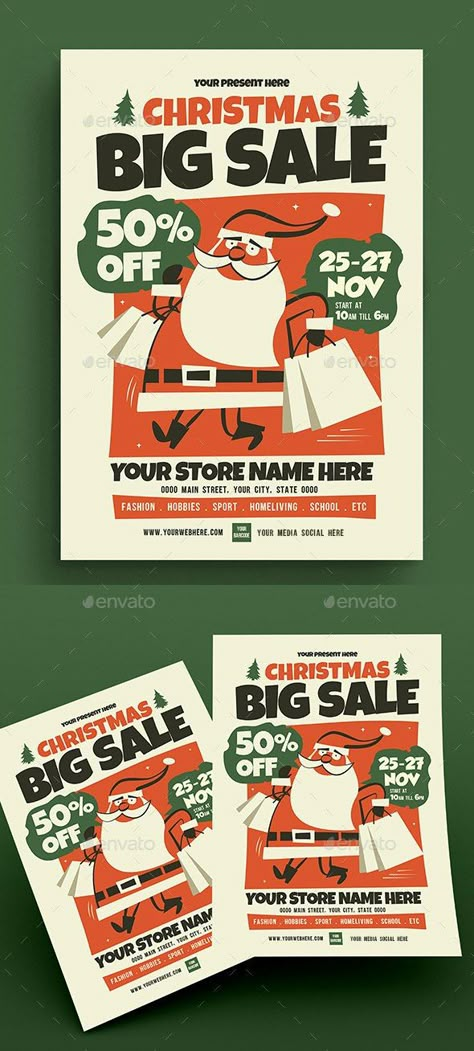 Christmas Sale Flyer - Flyers Print Templates Christmas Sale Poster Design, Christmas Flyer Design, Christmas Sale Poster, Bake Sale Flyer, Poster Promo, Christmas Brochure, Christmas Big Sale, Marketing Poster, Christmas Flyer