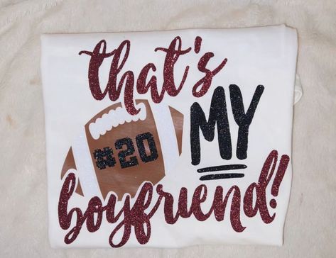 Boyfriend And Girlfriend Matching Shirts, Shirt For Football Girlfriend, Quarterback Girlfriend Shirts, Football Shirt Designs For Best Friend, Girlfriend Shirts For Boyfriend Football, Football Shirt Ideas For Girlfriends, Gf Shirts For Football, Football Tshirt Ideas Design, Bestie Football Shirts