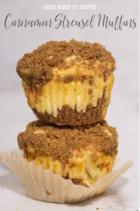 The BEST Small Batch Cinnamon Streusel Muffins Recipe • A Weekend Cook® Raspberry Cream Cheese Muffins, Cinnamon Coffee Cake Muffins, Brown Sugar Muffins, Cinnamon Streusel Muffins, Cinnamon Crumb Cake, Small Batch Baking, Cinnamon Crunch, Cinnamon Coffee Cake, Coffee Cake Muffins