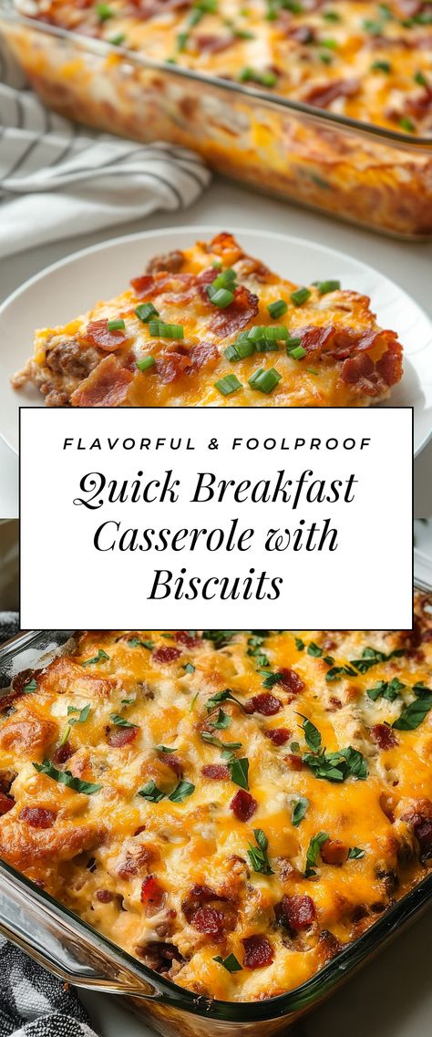 Image for Quick Breakfast Casserole with Biscuits Breakfast Casserole Made With Biscuits, Breakfast Casserole With Canned Biscuits, Tamale Breakfast Casserole, Croissant Breakfast Pizza, Guest Breakfast Ideas, Group Breakfast Ideas Make Ahead, Puff Pastry Breakfast Casserole, Sourdough Breakfast Casserole, Easy Breakfast Casserole With Biscuits