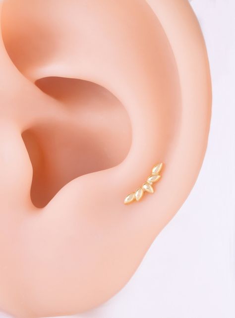 Conch Stud, Flat Back Earrings, Tragus Earrings, Cartilage Earrings, Tragus, Conch, Jewelry Earrings Studs, Gold Color, Solid Gold