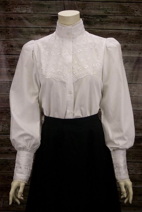 White Victorian Blouse, Victorian Shirt Pattern, Victorian Blouse Pattern, Victorian White Shirt, Victorian Shirt Women, Thrift List, Victorian Shirt, Coquette Outfits, Victorian Blouse