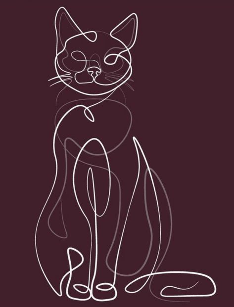 Line Art Design Cat, Cats Line Drawing, Cat Drawing Abstract, Line Art Cats, Abstract Cat Drawing, One Line Cat Drawing, Cat One Line Drawing, Line Art Cat Tattoo, Line Art Drawings Cat