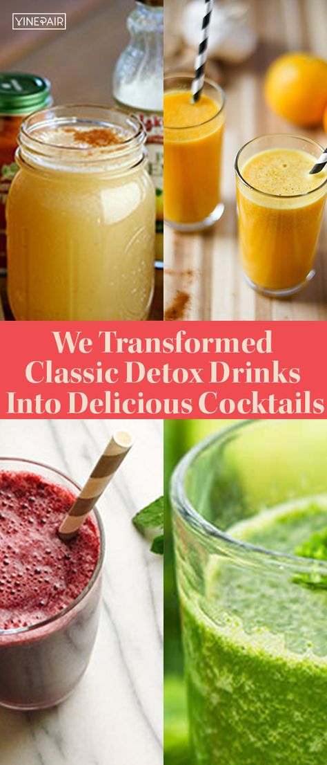 Ah, #January. The season of shame and regret. The season of renewed #willpower and solemn pledges of abstinence. The season of the dreaded detox. We thought we’d provide a better solution: the detox-retox. We’re transforming a few of the classic #detox drinks out there into, well, alcoholic #cocktails. Home Made Alcohol, Alcohol Detox, Alcoholic Cocktails, Delicious Cocktails, Health Facts, Detox Drinks, Nutrition, Meat, Fruit