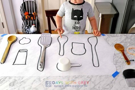 kitchen match-up for toddlers Easy Learning Activities, Preschool Food, Preschool Cooking, Cooking Theme, Mini Chef, Easy Toddler Activities, Morning Activities, Instagram Kitchen, Food Activities