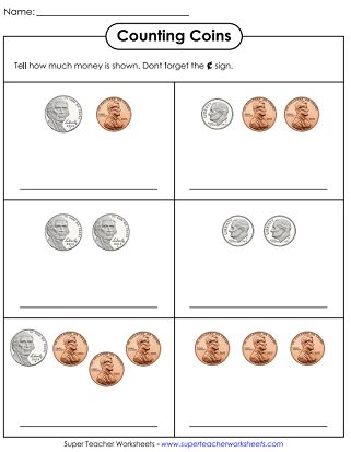 Counting Coins Printables Coins Kindergarten, Kindergarten Money Worksheets, Counting Coins Worksheet, Money Kindergarten, Teaching Money, Counting Coins, Math Sheets, Money Math, Money Worksheets