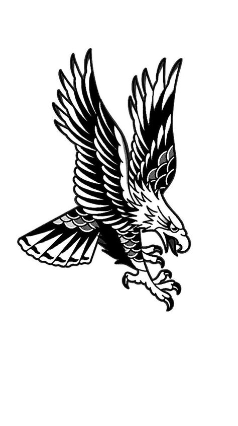 Eagle Old School Tattoo Design, Traditional Eagle Tattoo Stencil, Eagle Flash Tattoo, Eagle Tattoo American Traditional, Old School Tattoo Designs Men, Traditional Black Tattoo Design, American Traditional Tattoos Eagle, Tatto Old Scold, Old School Tattoo Men