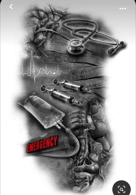 Easy Half Sleeve Tattoos, Half Sleeve Tattoo Template, Ems Tattoos, Nurse Tattoo, Medical Tattoo, Emergency Nurse, Full Sleeve Tattoo Design, Image Transfers, Full Sleeve Tattoos