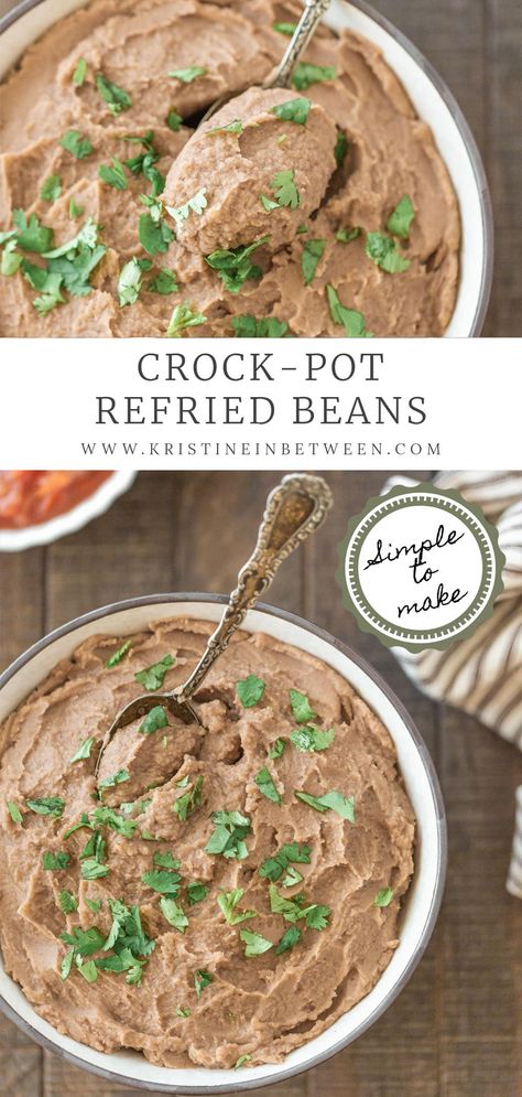 Slow-cooked to perfection, these Crock-pot refried beans are a flavorful and creamy addition to your favorite Mexican dishes. Crockpot Refried Beans Recipe, Refried Beans Crockpot, Crock Pot Refried Beans, Slow Cooker Refried Beans, Crockpot Refried Beans, Make Ahead Brunch Recipes, Beans In Crockpot, Side Dishes For Chicken, Easy Brunch Recipes