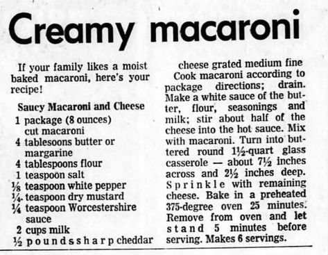 Macronie Recipe, Baked Rotini, Newspaper Recipes, Salad Recipe Ideas, Macaroni Recipe, Macaroni Cheese Recipes, Creamy Macaroni And Cheese, Macaroni Recipes, Mac Cheese Recipes