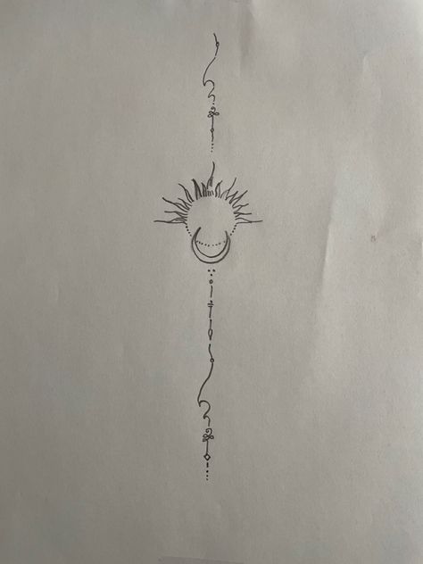 Vertical Moon Tattoo, Wave Back Tattoo, Wave Spine Tattoo, Ocean Spine Tattoos For Women, Beach Spine Tattoo, Sun Spine Tattoo, Rib Tats, Vertical Tattoo, Back Tattoo Women Spine