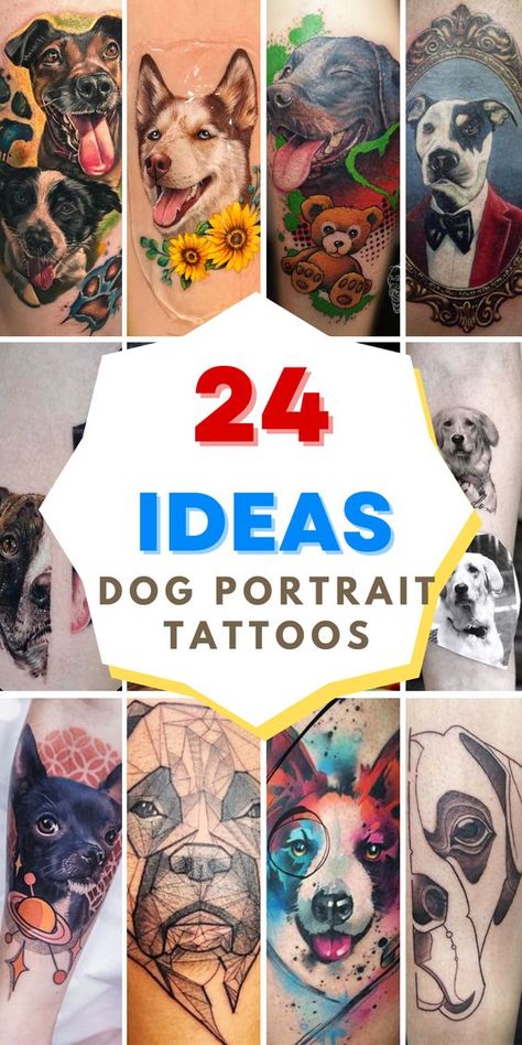 Looking for a tattoo that symbolizes your bond with your pet? Explore pet-themed designs for a heartfelt expression. #PetBond #TattooSymbolism Two Dog Portrait Tattoo, Tattoo For Multiple Dogs, Pet Portrait Tattoo Placement, Dog Portrait Tattoos, Animal Portrait Tattoos, Dogs Tattoo Design, 2 Dogs Tattoo, Dog Portrait Tattoo Ideas, Memorial Dog Tattoos