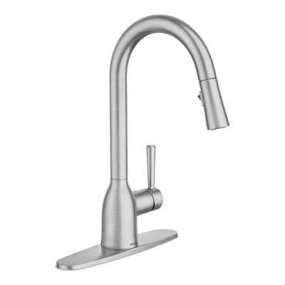 Adler Single-Handle Pull-Down Sprayer Kitchen Faucet with Power Clean and Reflex in Spot Resist Stainless High Arc Kitchen Faucet, Best Kitchen Faucets, Stainless Kitchen Faucet, Kitchen Faucet With Sprayer, Faucet Kitchen, Pull Out Faucet, Bar Faucets, Power Clean, Single Handle Kitchen Faucet