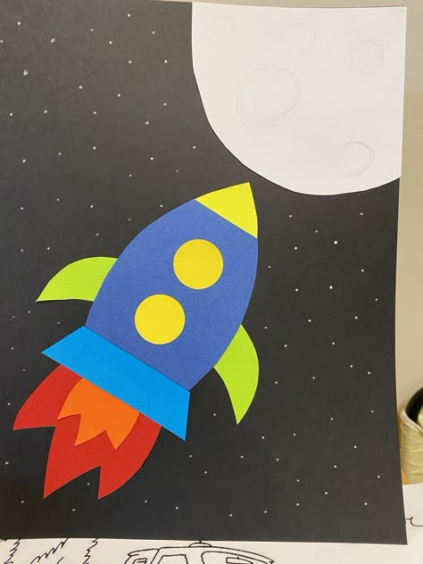 Rocket Drawing For Kids, Rocket Ship Craft, Spaceship Craft, Rocket Drawing, Rocket Craft, Space Crafts For Kids, Solar System Crafts, Drawing Lessons For Kids, Canvas Art Projects