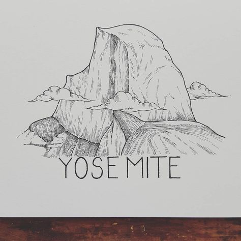 Half Dome in Yosemite Half Dome Yosemite, Saved Tattoo, Draw Easy, Travel Sketchbook, Rainy Day Crafts, Beautiful Days, Sketch Markers, Places In The World, American Traditional Tattoo