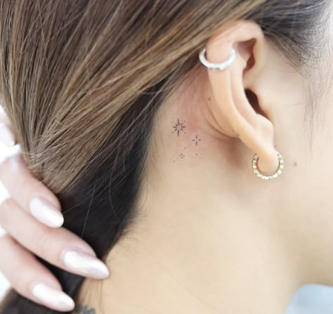 What Do Tattoos Do To Your Immune System? – Self Tattoo Star Tattoos Behind Ear, Star Constellation Tattoo, Playground Tattoo, Flower Hip Tattoos, Sparkle Tattoo, Small Star Tattoos, Tattoo Behind Ear, Single Needle Tattoo, Protection Symbols