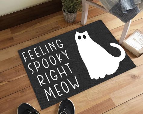 Spooky Doormat, Witchy Door, Halloween Rug, Halloween Mats, Halloween Doormat, Fall Doormat, Halloween Door Mat, Dancing Skeletons, Ghost Cat