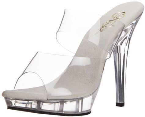 Pleaser USA Women's Lip-102 Sandal Clear Pumps, Clear High Heels, Platform Mules, Sandal Online, Stiletto Shoes, Platform Slides, Clear Heels, Mule Sandals, High Heels Stilettos