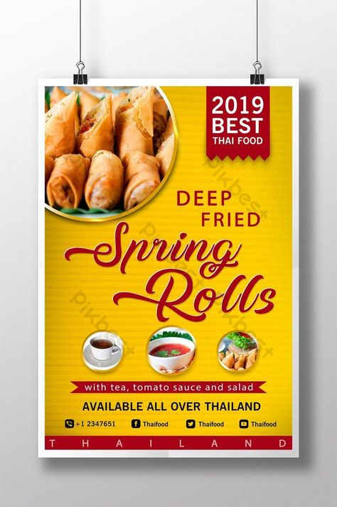 Thai Spring Rolls, Fried Spring Rolls, Vietnamese Spring Rolls, Best Thai Food, Png Images Free, Pop Illustration, Cartoon Food, Brochure Design Inspiration, Yellow Springs