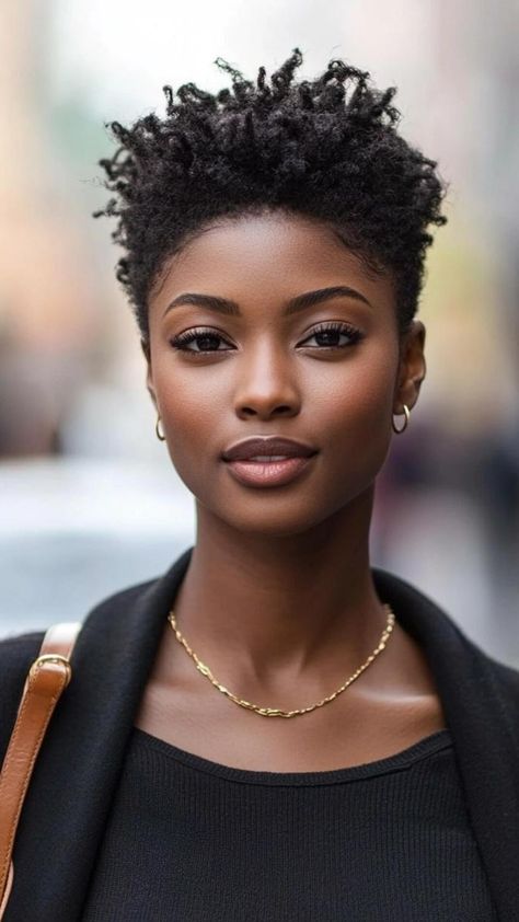 Discover trendy and textured short haircuts for black women that celebrate natural hair. These styles enhance your curl pattern and add dimension to your look. From tapered cuts to defined coils, find a cut that showcases your hair's natural beauty and keeps you looking fresh. Black Woman Fade Haircut, Pressed Hairstyles For Black Women, Tapered Cut Natural Hair 4c, Tapered Haircut Natural Hair, Twa Hairstyles 4c Hair, Curly Taper, Tapered Fro, Natural Short Cuts, Tapered Natural Hair Cut