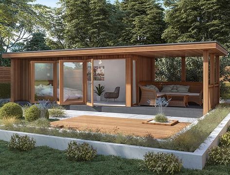 Garden Rooms | Luxury Garden Rooms | Crown Pavilions Contemporary Garden Rooms, Backyard Guest Houses, Insulated Garden Room, Garden Cabins, Summer House Garden, Backyard House, Small Wooden House, Shipping Container Home, Casa Country