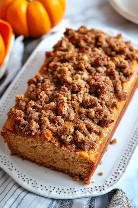 Pumpkin Streusel Bread Recipe Pumpkin Bread With Pecan Streusel Topping, Pumpkin Bread Crumble Topping, Pumpkin Bread Sweetened With Maple Syrup, Pumpkin Streusel Bread Recipe, Strussel Pumpkin Bread, Pumpkin Strudel Bread, Pumpkin Bread With Frosting, Pumpkin Streusel Bread, Pumpkin Bread With Streusel Topping