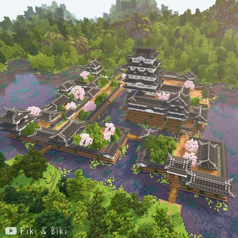 Timelapse vid on is our YouTube channel: Fiki & Biki 🐔 Minecraft Japanese Castle Blueprints, Minecraft Modern Japanese City, Japanese Trading Hall Minecraft, Japanese Castle Layout, Minecraft Japanese Courtyard, Japanese Hut Minecraft, Japanese Village Layout, Minecraft Japanese Farmhouse, Minecraft Bamboo Forest