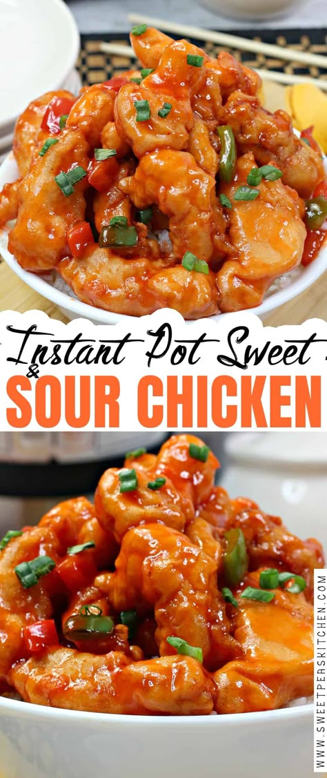 Instant Pot Sweet & Sour Chicken Recipe Pf Changs Sweet And Sour Chicken Recipe, Sweet Chili Chicken Instant Pot, Sticky Sweet And Sour Chicken, Instapot Dinner Recipes, Instant Pot Chinese Recipes, Sweet And Sour Chicken Recipe, Chinese Meals, Sour Chicken Recipe, Cooking A Roast