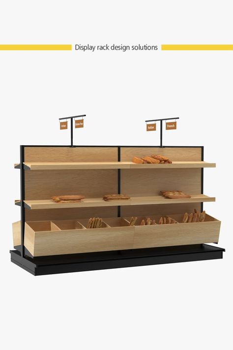 The first impression a store gives to customers is the design of the showcase, which largely affects whether customers will buy the product. A good display stand can additionally increase your product sales Bread Display Bakery, Bread Display, Home Office Shelves, Bakery Display, Office Shelf, Display Unit, Room Shelves, Living Room Shelves, Rack Design