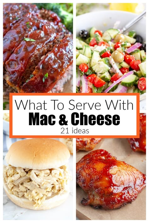 Mac N Cheese Meals Dinners, Main Dish For Mac And Cheese, Dinner Recipes With Mac And Cheese, Meals With Mac And Cheese Side, Sides With Mac And Cheese, Dinner Ideas With Mac And Cheese, Side Dishes For Mac And Cheese, Cheese Pairings Food, Fresh Cheese Recipe