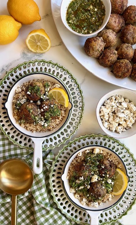 Spicy Chimichurri Meatballs Chimichurri Meatballs, Sutherland Belle, Spicy Stew, Meatball Ingredients, Beef Meatballs, Cauliflower Crust, Fresh Oregano, Ground Pork, Fabulous Foods