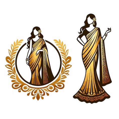 Vector saree with women figure clothing ... | Premium Vector #Freepik #vector #woman #fashion #beauty #boutique Clothing Logo Design Ideas Women, Boutique Logo Design Women, Saree Logo Design Ideas, Saree Logo Design, Boutique Banner Design, Logo For Fashion Designer, Clothing Sale Poster, Boutique Logos, Baby Mehndi