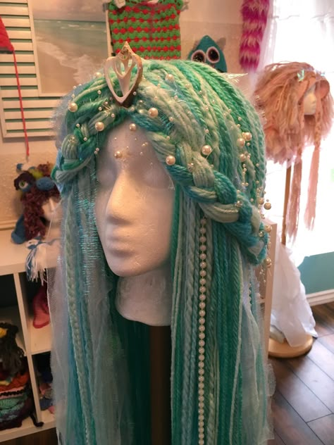 Yarn Wigs, Mermaid Wig, Chemo Wig, Yarn Wig, Mermaid Hat, Hair Falls, Crochet Wig, Wig Costume, Crochet Princess