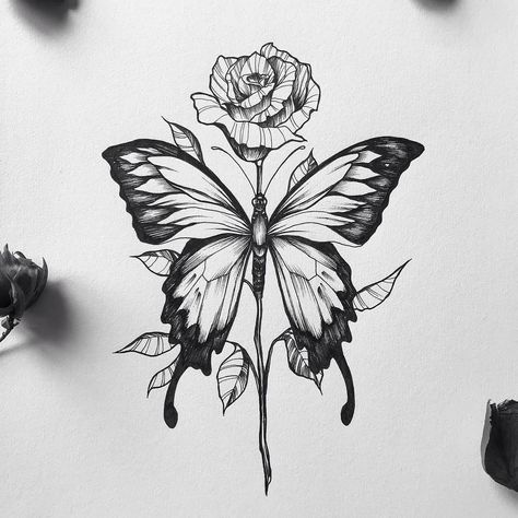 Tattoo designs gallery🖼🎨 on Instagram: “@hardstudio_ nice ideas from @paper.days . . . If you want to order your custom tattoo design contact us @hardstudio_ @hard.art.ig . . .…” Ideas From Paper, Skull Mountain, Butterfly Temporary Tattoo, Fox Fashion, Rose And Butterfly Tattoo, Unique Butterfly Tattoos, Cool Tattoo Drawings, Rose Butterfly, Magic Tattoo