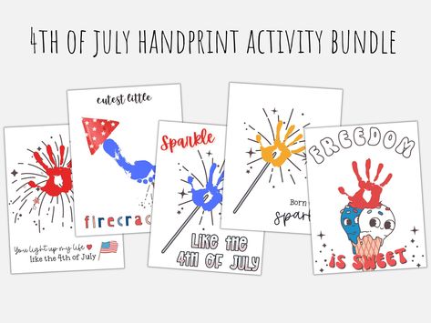 Easy Summer Crafts for Infants: Fun Projects to Keep Babies Entertained Fourth Of July Crafts For Toddlers, Sibling Crafts, 4th Of July Handprint Art, July Handprint Art, Fourth Of July Crafts, Infant Curriculum, Baby Handprint Crafts, Craft For Preschool, 4th Of July Crafts