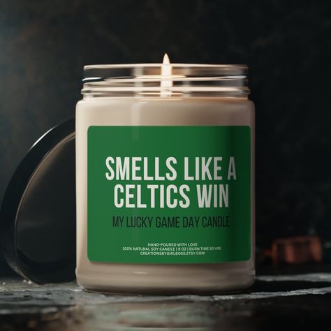 Celtics Championship, Celtics Sweatshirt, Celtics Hoodie, Celtics Game, Apple Fragrance, Boston Celtics Team, Glass Jar With Lid, Creative Candles, Glass Jars With Lids