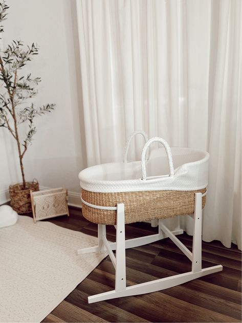 Next To Bed Bassinet, Nursery Moses Basket, Best Moses Basket, Moses Basket And Stand, Moses Basket Baby, Newborn Stuff, Rattan Moses Basket, Basket Bassinet, Mosses Basket