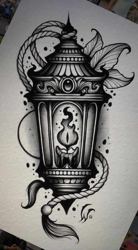 Hexagon Tattoos, Europe Tattoos, Lantern Tattoo Design, Candle Tattoo Design, 59 Tattoo, Tato Phoenix, 27 Tattoo, Tato Tradisional, Bali Tattoo