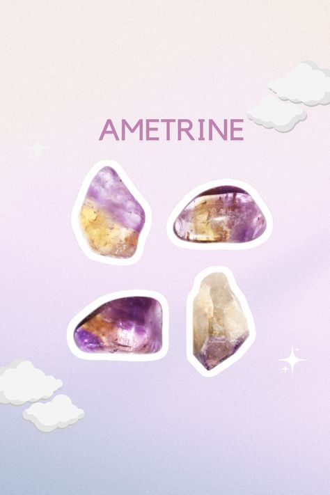 Ametrine healing properties: Ametrine helps with making decisions, overcoming resistance and procrastination. It is excellent for enhancing creativity and healing fatigue. An ideal stone for promoting personal strength 💪🏼 Ametrine Meaning, Ametrine Crystal, Crystal Stickers, Making Decisions, Seven Chakras, Chakra Meditation, Spiritual Healing, Chakra Healing, Healing Properties