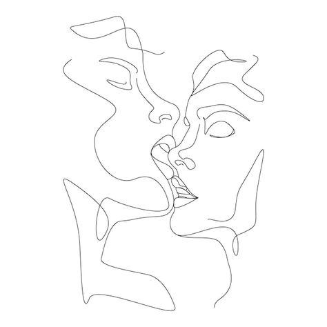 Premium Vector | One line drawing minimalist couple kissing face illustration in line art style Kissing Drawing, Minimalist Couple, Medusa Tattoo Design, Drawing Minimalist, Wire Art Sculpture, Line Artwork, Face Illustration, Geometric Drawing, One Line Drawing