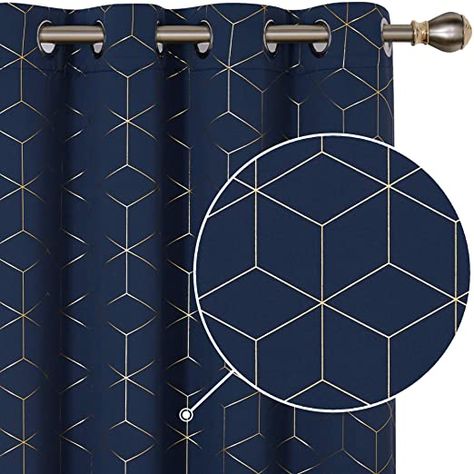 Blue And Gold Curtains, Living Room Navy Blue, Blue Curtains Living Room, Boys Bedroom Curtains, Insulated Window Treatments, Living Room Navy, Girls Bedroom Curtains, Navy Curtains, Boys Bed