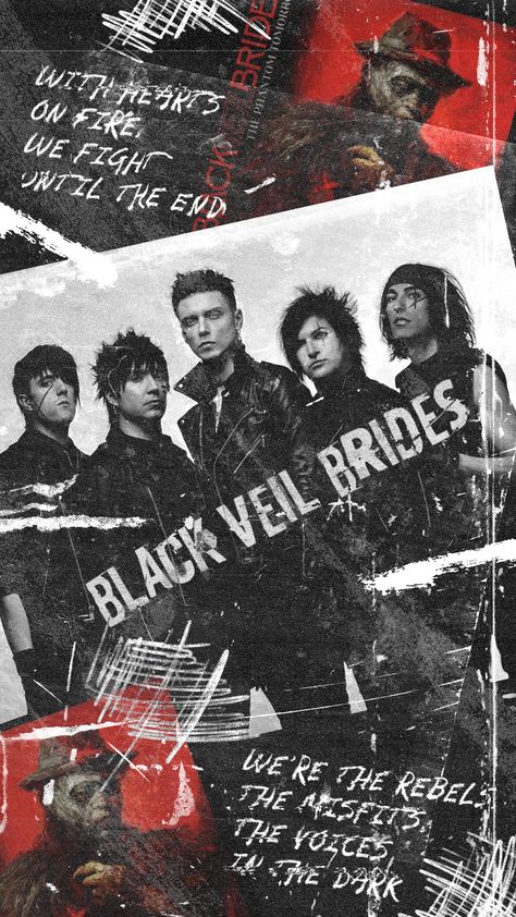 Black Veil Brides Album, Grunge Graphic Design, Phone Wallpaper Black, Bvb Wallpaper, Vail Bride, We Are The Fallen, Wallpaper For Facebook, Iphone Wallpaper Music, Black Memes