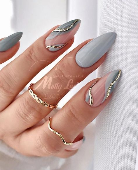 Goth Spring, Grey Gel Nails, Nails Goth, Gray Nails, Classy Acrylic Nails, Nails Blue, Nails Diy, Diy Spring, Neutral Nails