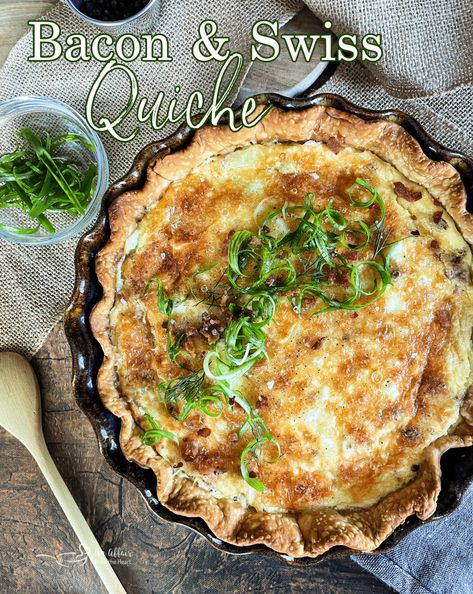 Swiss Quiche, Swiss Cheese Recipes, Quiche Recipes Crustless, Bacon Quiche Recipe, Bacon And Cheese Quiche, Brunch Casserole Recipes, Cheese Quiche Recipe, Swiss Recipes, Breakfast Quiche Recipes