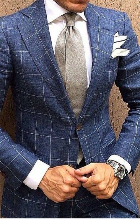 Suits Design Latest, Gentleman Mode, Windowpane Suit, Traje Casual, Sharp Dressed Man, Wedding Suits Men, Suit Style, Mens Fashion Suits, Suit Designs