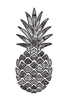 Pinapple Tattoos, Pineapple Drawing, Pineapple Tattoo, Mandalas Drawing, Face Book, Mandalas Design, Pineapple Print, Creative Drawing, Zentangle Art