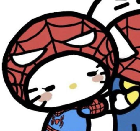 Hello Kitty And Spiderman, Spiderman Girl, Art Spiderman, Man Hug, خريطة ذهنية, Hello Kitty Wallpaper Hd, Hello Kitt, Hello Kitty Tattoos, Walpaper Hello Kitty