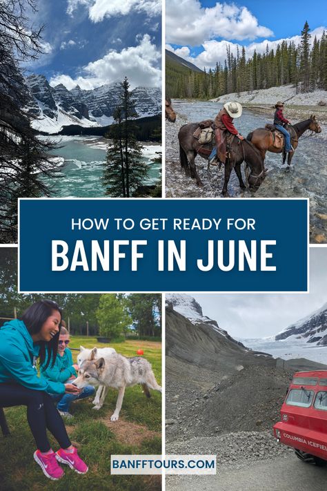 In June the snow is melting, the lakes are thawing, and the rivers are filling. When Banff thaws, it comes alive and opens up so many possibilities. It’s also the perfect time to be outside! Now that you know that June is a great time to enjoy the outdoors in Banff, we want to prepare you for it. Banff Summer Vacation, Banff In June, Banff Canada Summer, Banff Activities, June Activities, Things To Do In Banff, 2025 Travel, Canada Summer, Glacier Lake